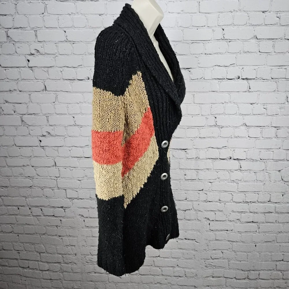 Free People Multicolor Wool Blend Shawl Collar Chunky Knit Cardigan Sweater S